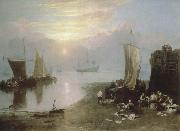 J.M.W. Turner sun rising through vapour:fishermen cleaning and selling fish oil painting artist